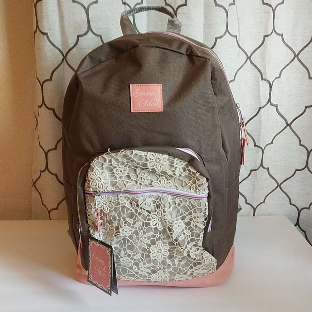 Emma & Chloe Backpack Crochet Lace Pocket NWT